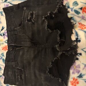 American Eagle Outfitters Black Frayed Jean Shorts